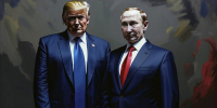 Дональд Трамп и Владимир Путин / Изображение сгенерировано с помощью нейросети Kandinsky by Sber AI / amic.ru - ИА Амител