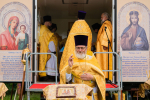Божественная Литургия на месте разрушенного Петропавловского собора в Барнауле