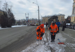 МБУ «Автодорстрой» проводит работы по очистке и противогололедной обработке дорог и тротуаров города