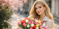 Девушка с тюльпанами / Фото: создано в ChatGPT - ИА Амител