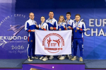 Спортсмены Алтайского края на чемпионате и первенстве Европы по тхэквондо ИТФ. Состав (слева направо): Михаил Русских, Анастасия Калашникова, Дмитрий Савельев (тренер), Ольга Грязева, Никита Дёмин и Дмитрий Колов. Фото: Алтайская краевая федерация тхэквондо ИТФ