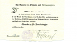 Удостоверение к вручению наградного креста 1914/1918