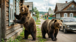 Медведи в поселке / Изображение сгенерировано нейросетью Алиса AI / amic.ru